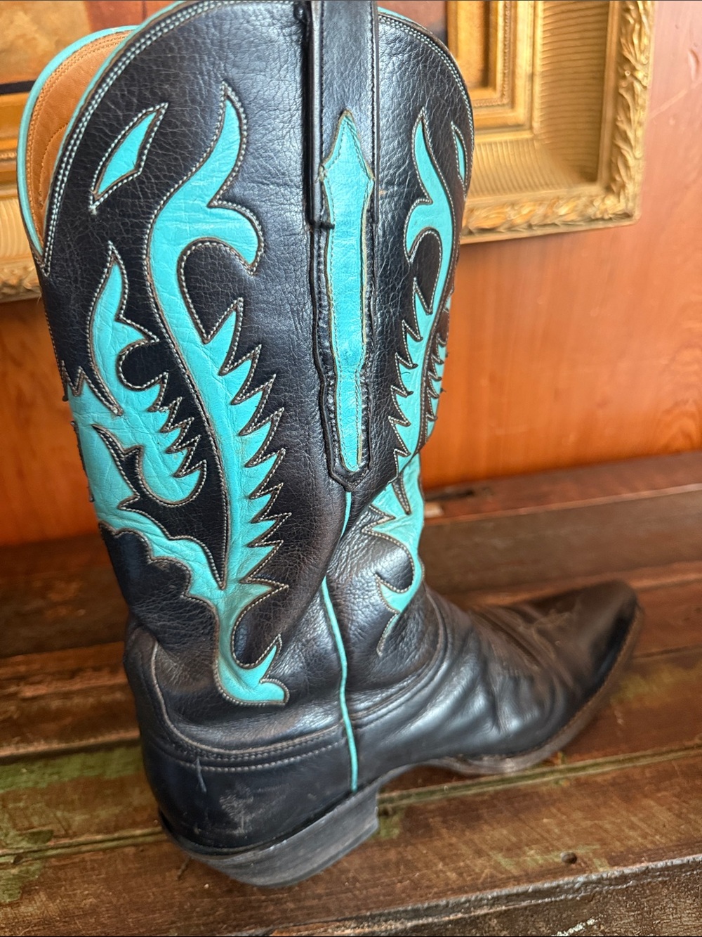 Lucchese Women’s   Black and Turquoise Western Cowboy Boots - Picture 5 of 8